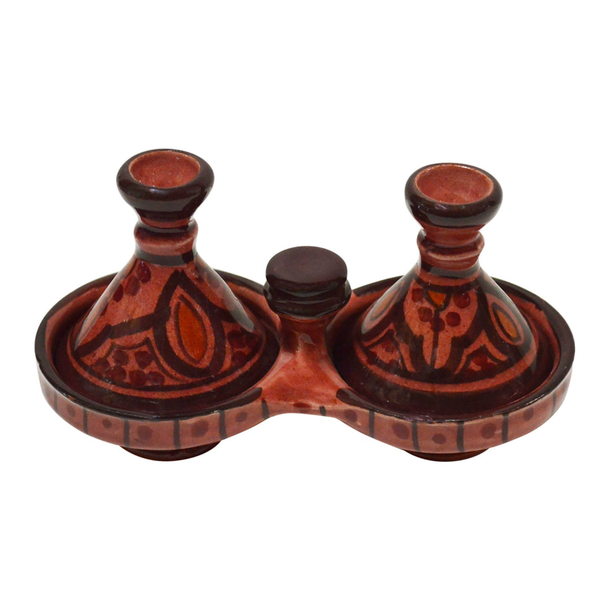 Red Moroccan Ceramic Double Spice Holder
