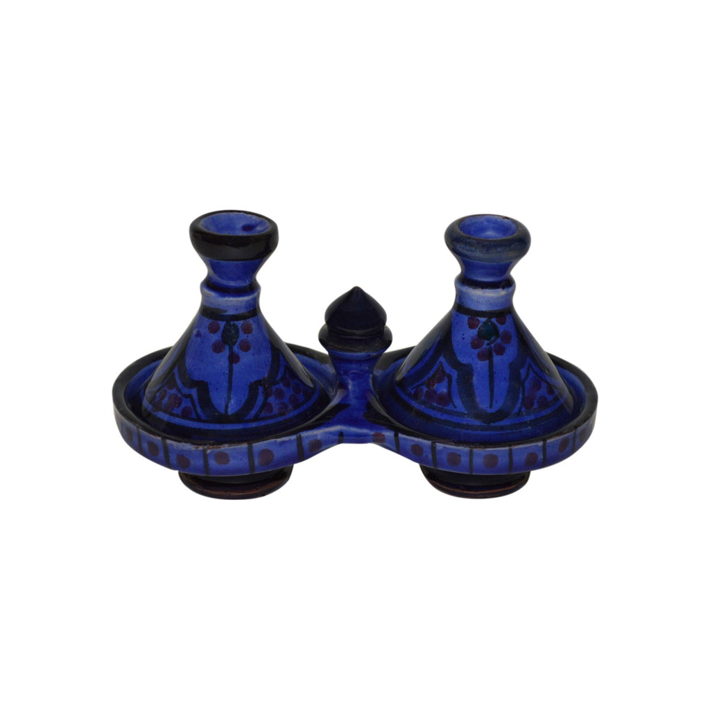 Ceramic Double Spice Holder - Royal Blue