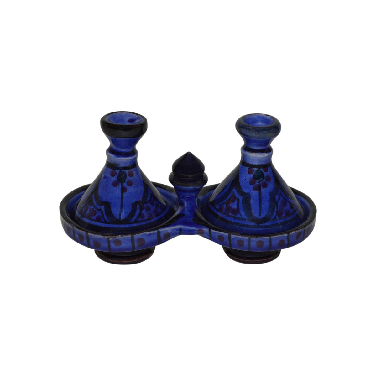 Ceramic Double Spice Holder - Royal Blue