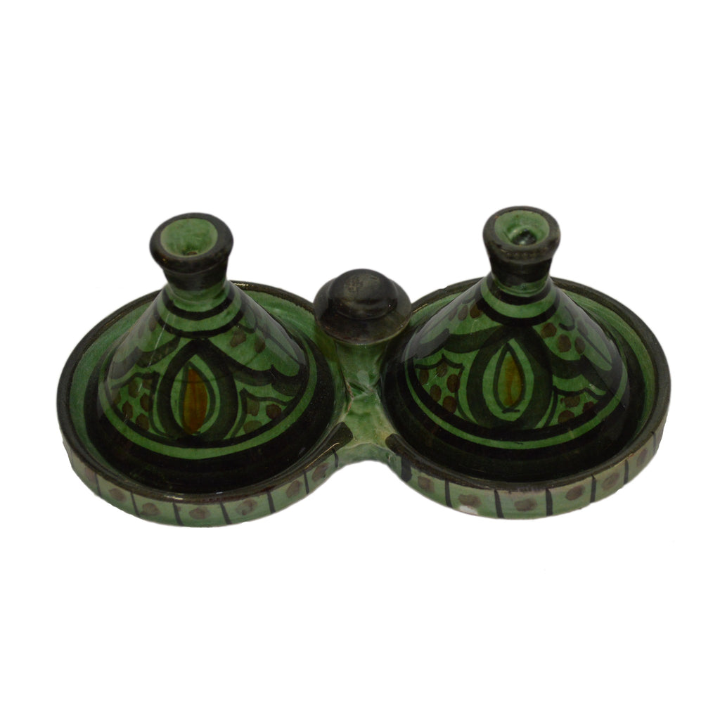 Ceramic Double Spice Holder - Green