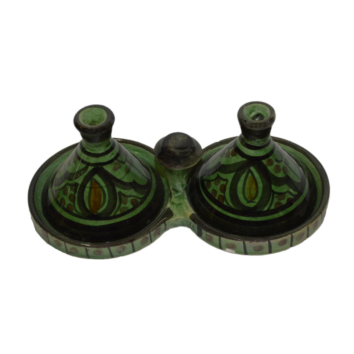 Ceramic Double Spice Holder - Green