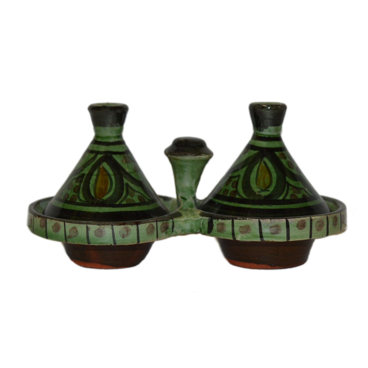 Ceramic Double Spice Holder - Green