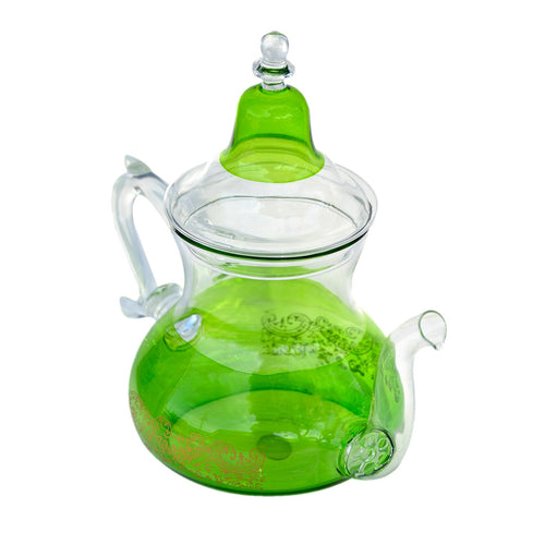 All Glass Hand Blown Teapot Durable Heat Resistance 32 Oz - Green