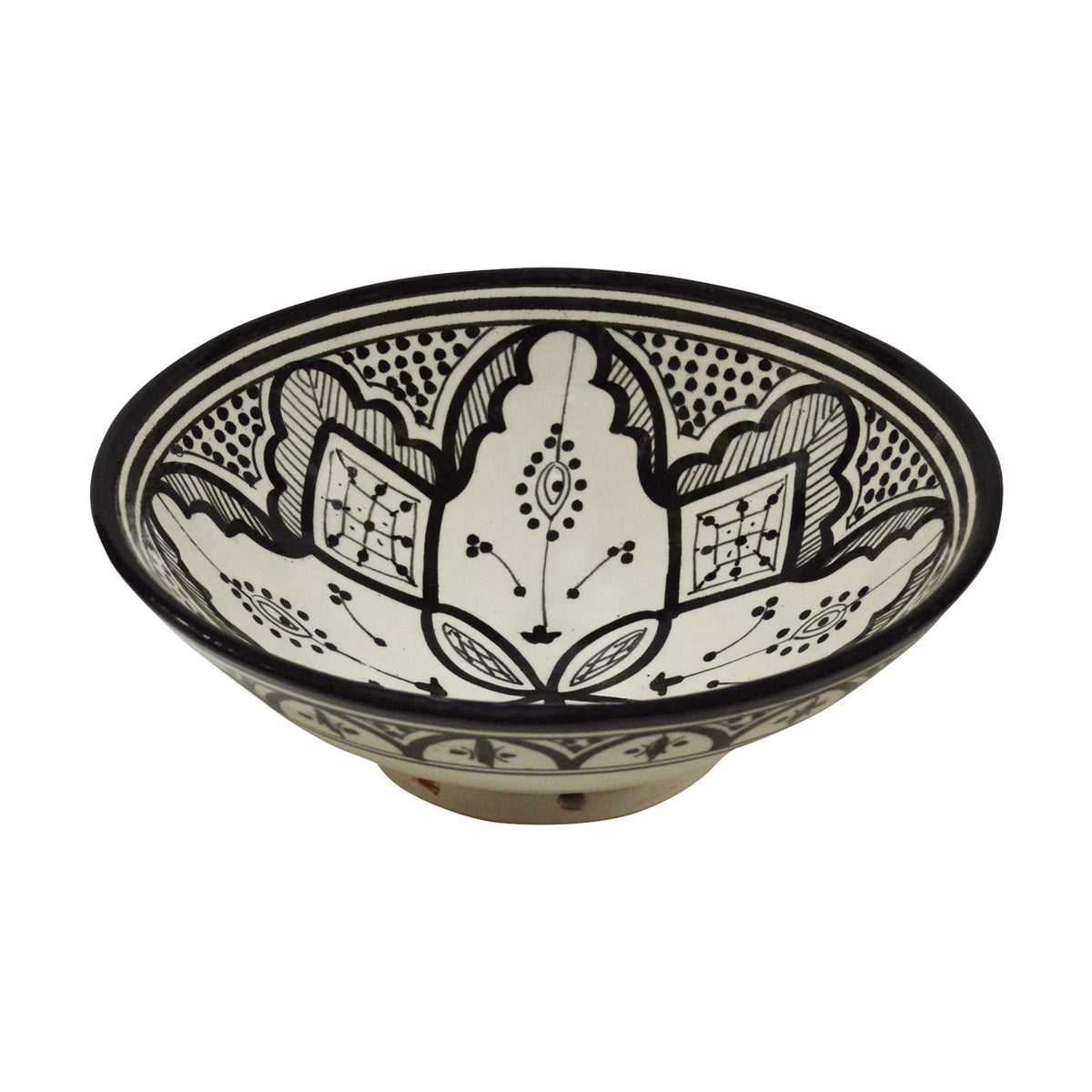 Fes Handmade Serving Bowl 12 inches Large - White&Black