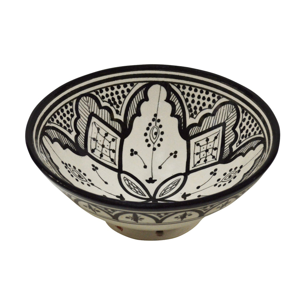 8 Inches Small Fes White and Black Handmade Serving Bowl