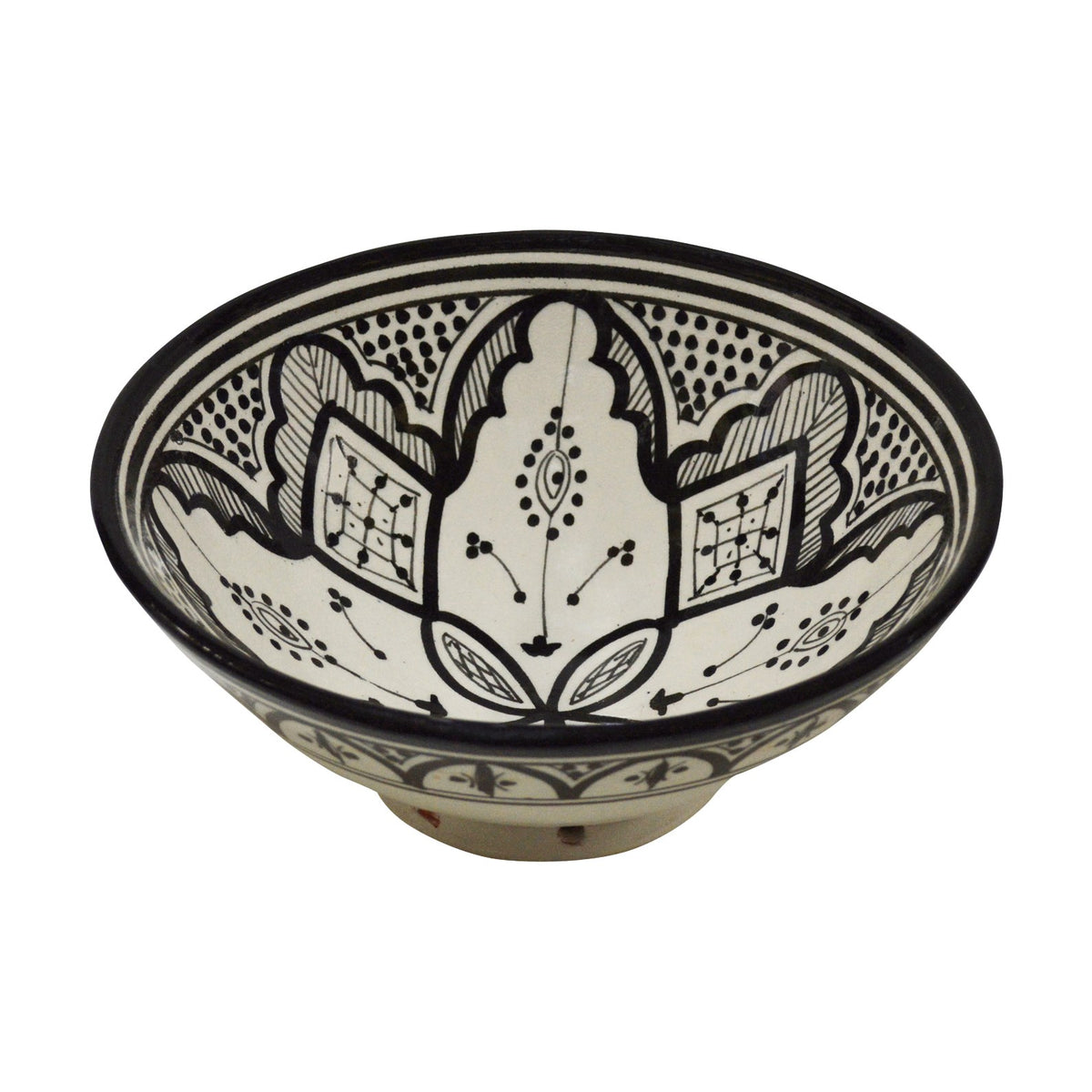 8 Inches Small Fes White and Black Handmade Serving Bowl
