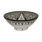 Fes White & Black Handmade Serving Bowl 8 inches Small