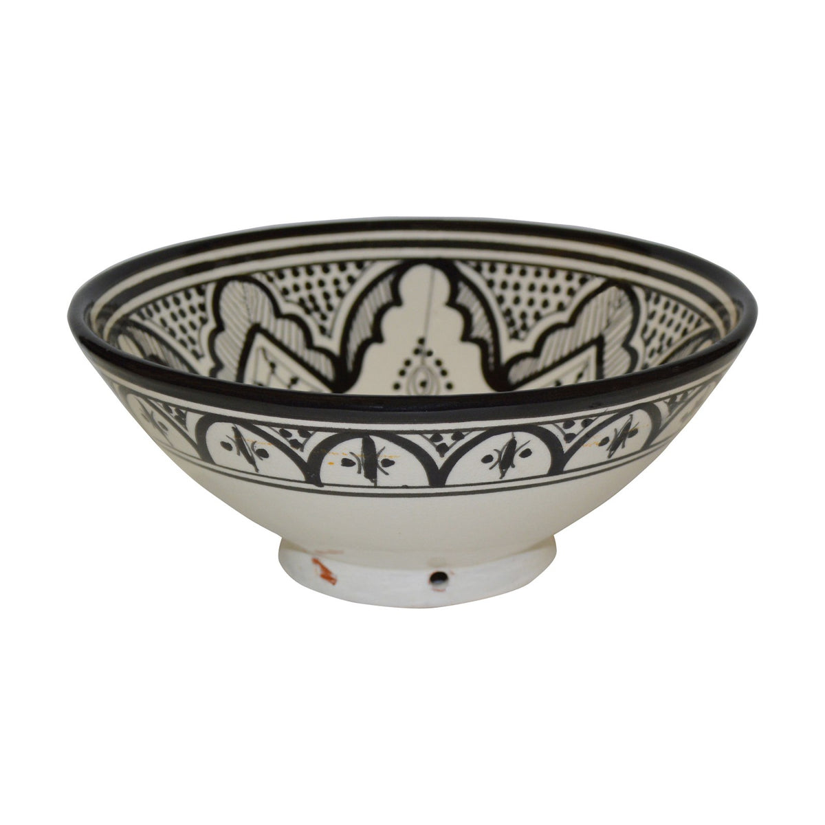 Fes Handmade Serving Bowl 10 inches Medium - White&Black