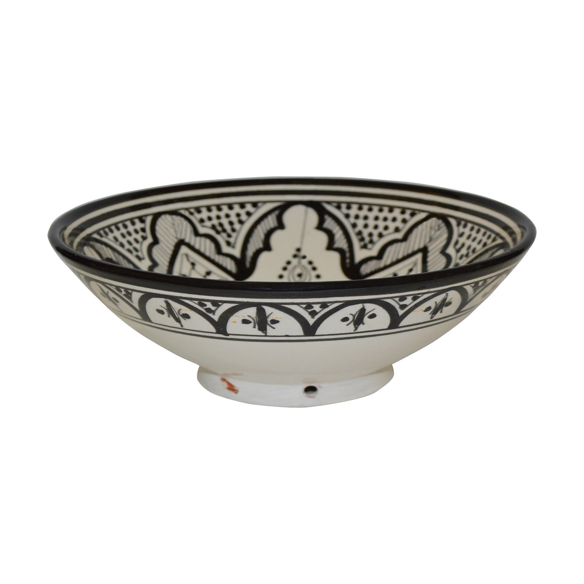 Fes Handmade Serving Bowl 12 inches Large - White&Black