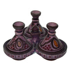 Purple Moroccan Ceramic Triple Spice Holder