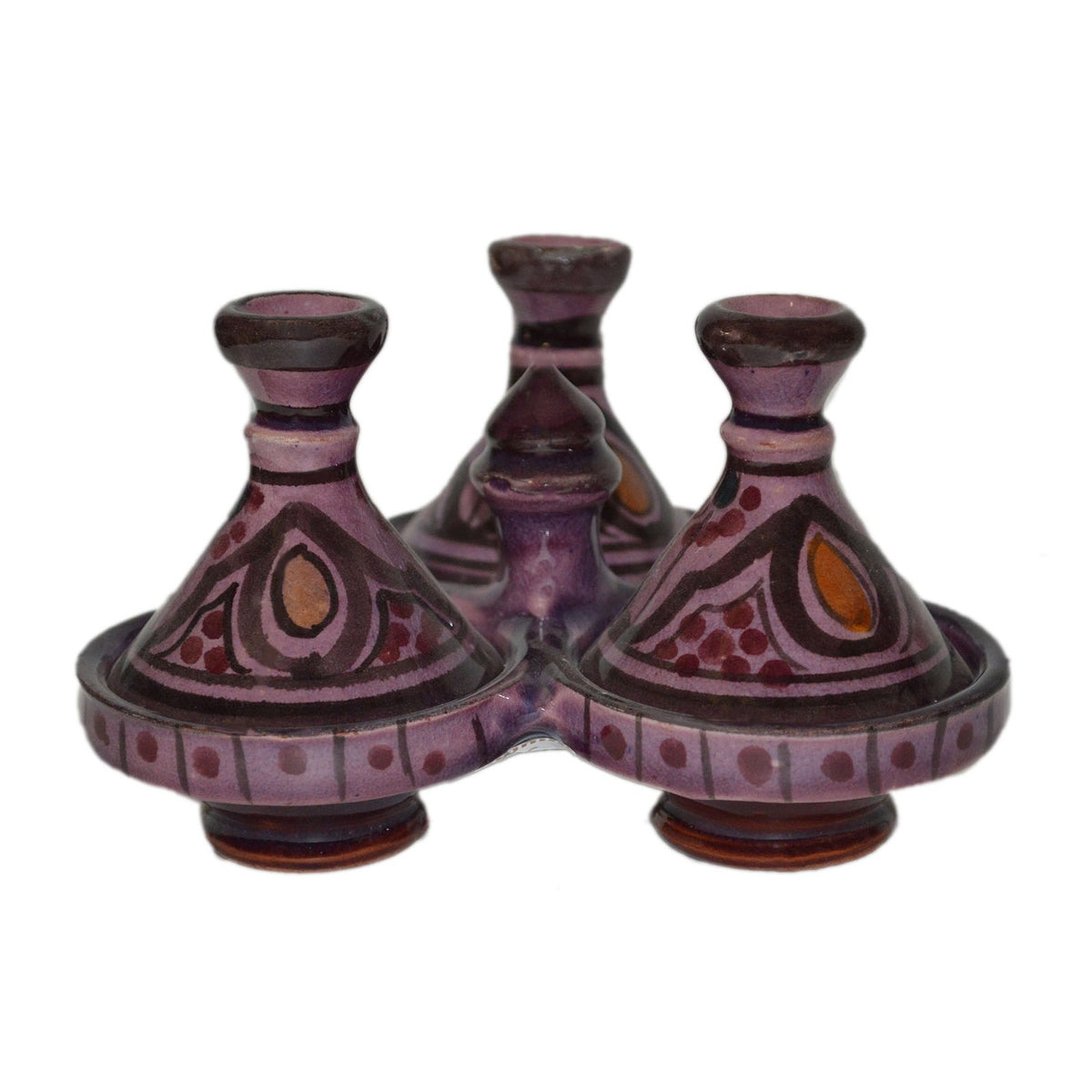 Purple Moroccan Ceramic Triple Spice Holder