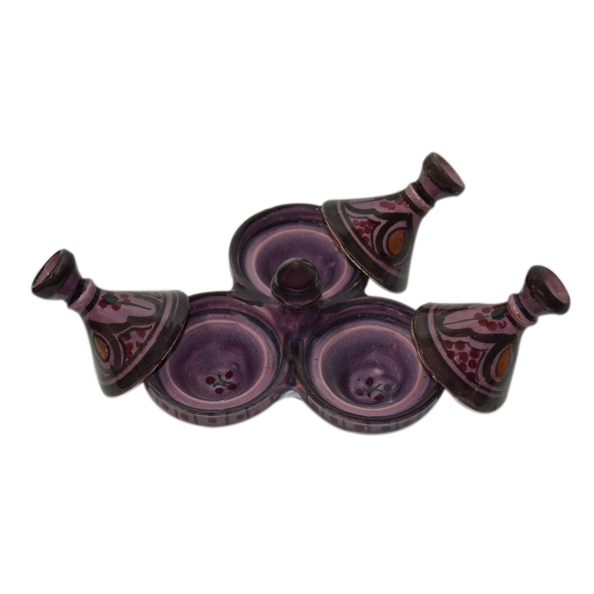 Purple Moroccan Ceramic Triple Spice Holder