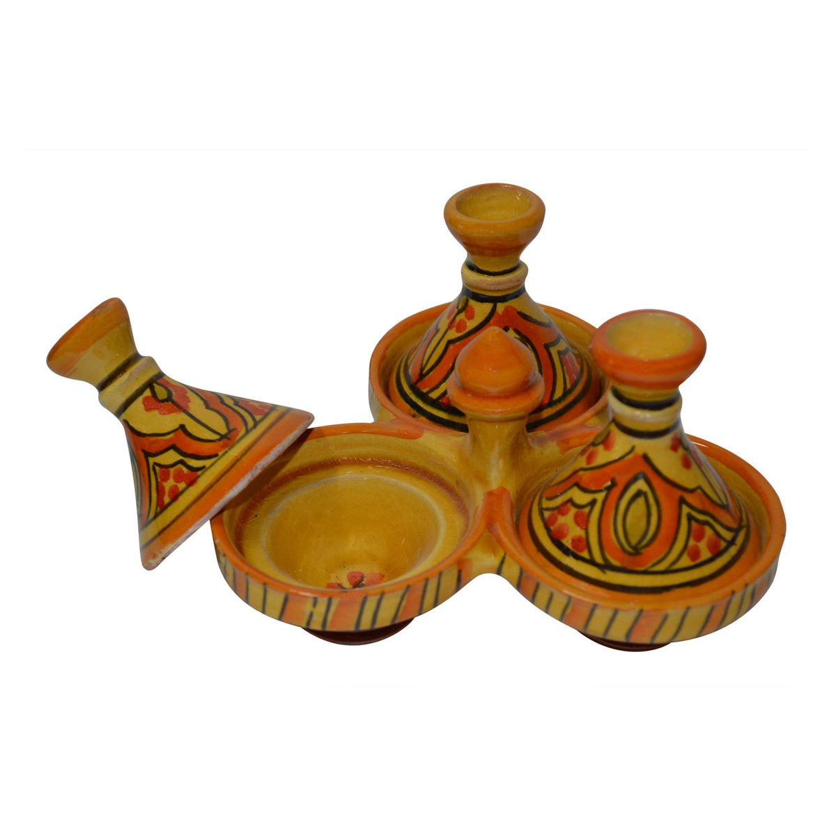 Lwimina Moroccan Ceramic Triple Spice Holder