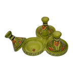 Lime Moroccan Ceramic Triple Spice Holder