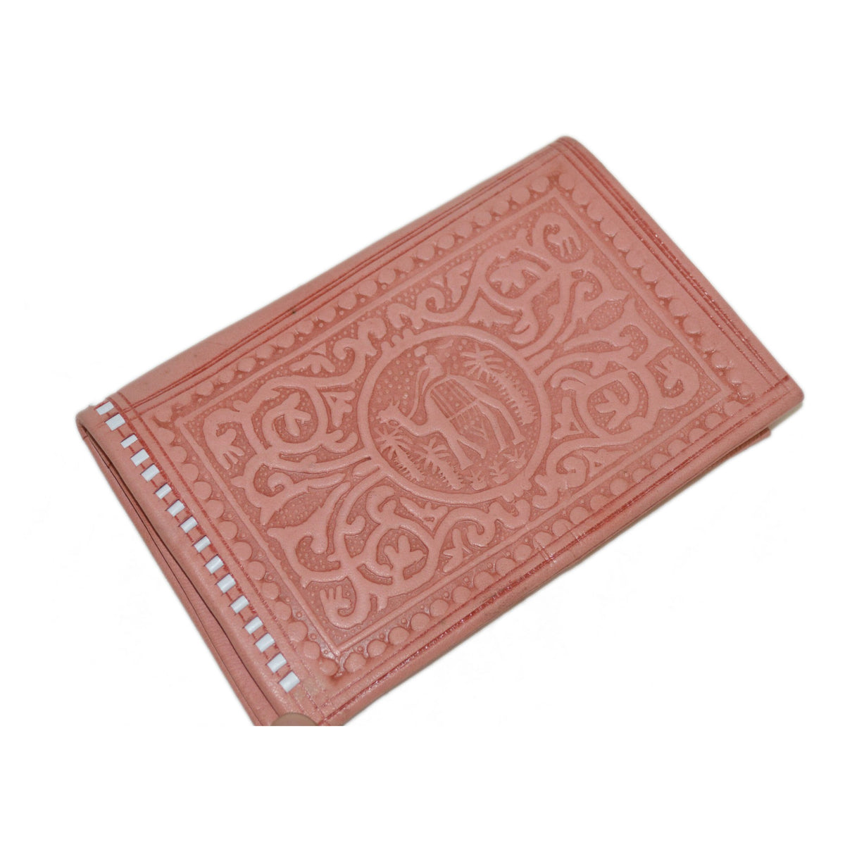 Large Handmade Leather Folding Wallet - Pink