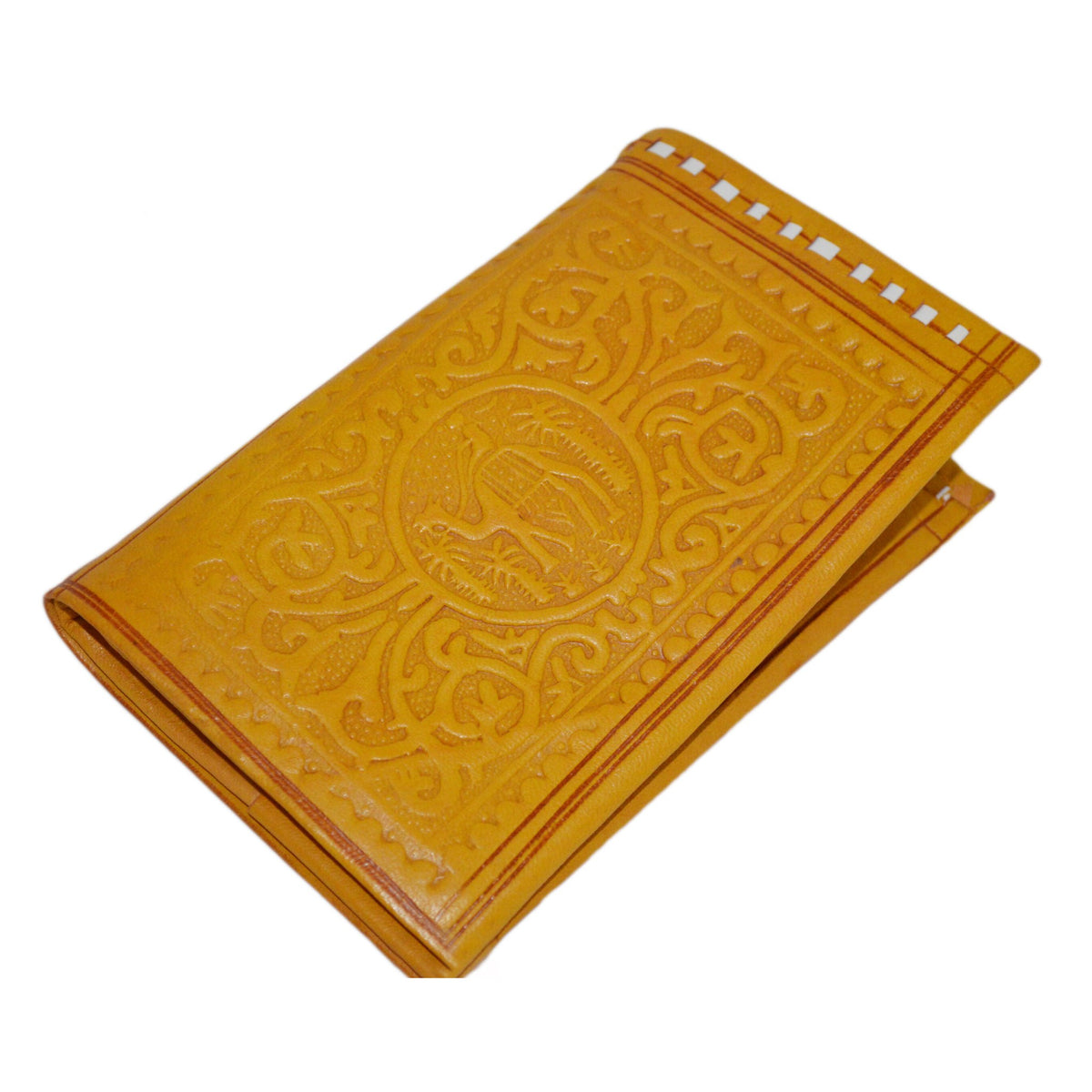 Large Handmade Leather Folding Wallet - Yellow