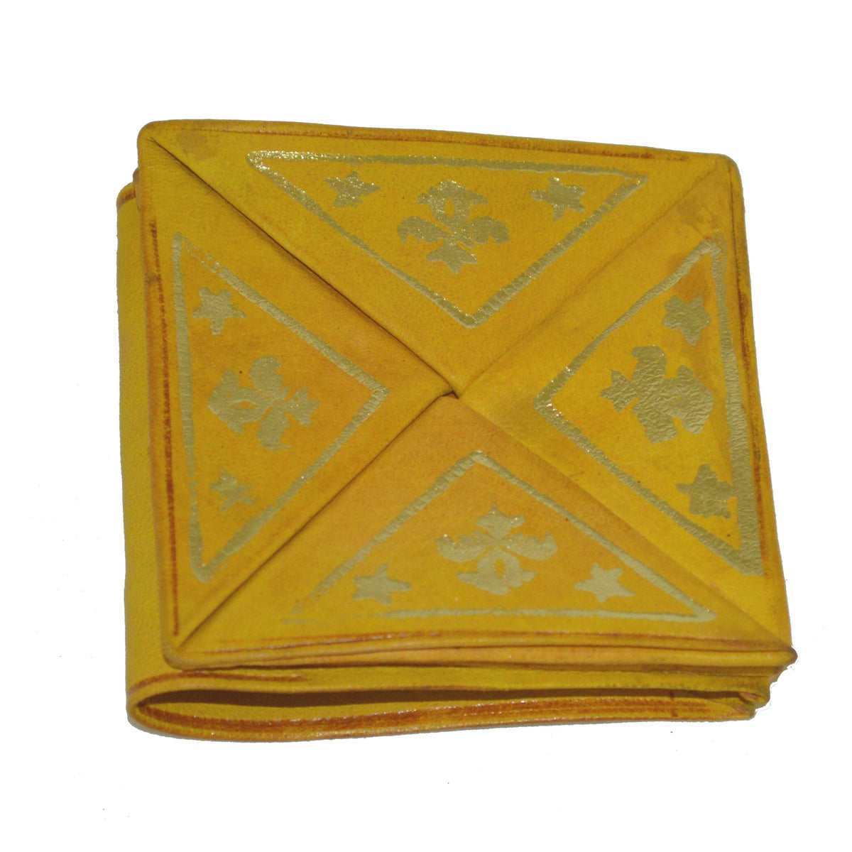 Small Handmade Leather Wallet - Yellow
