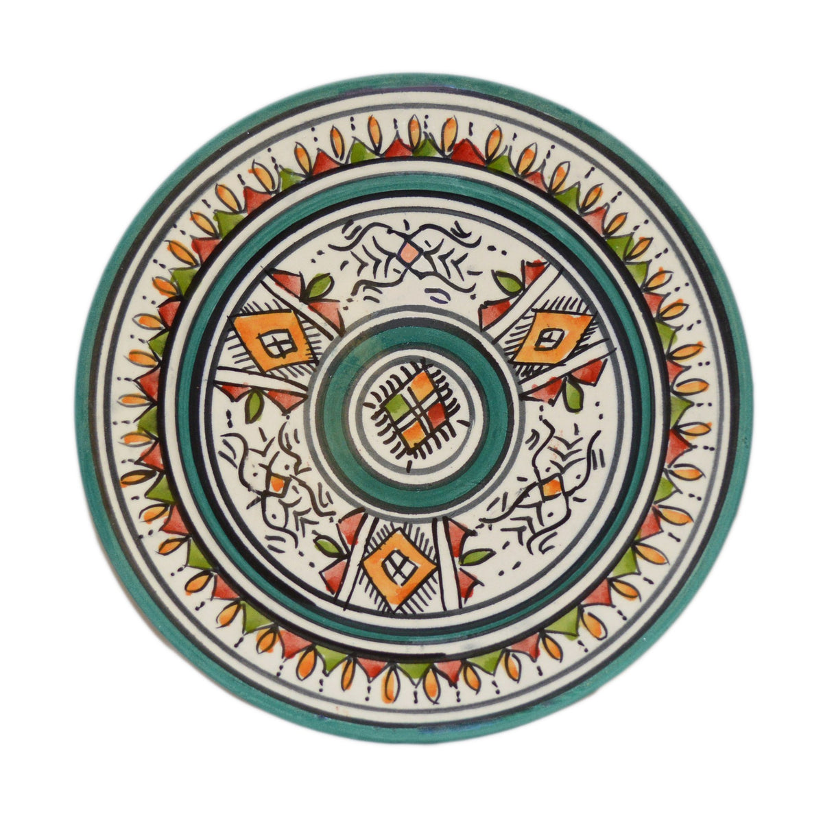Berber Ceramic Serving Plate Handmade 8" - Green