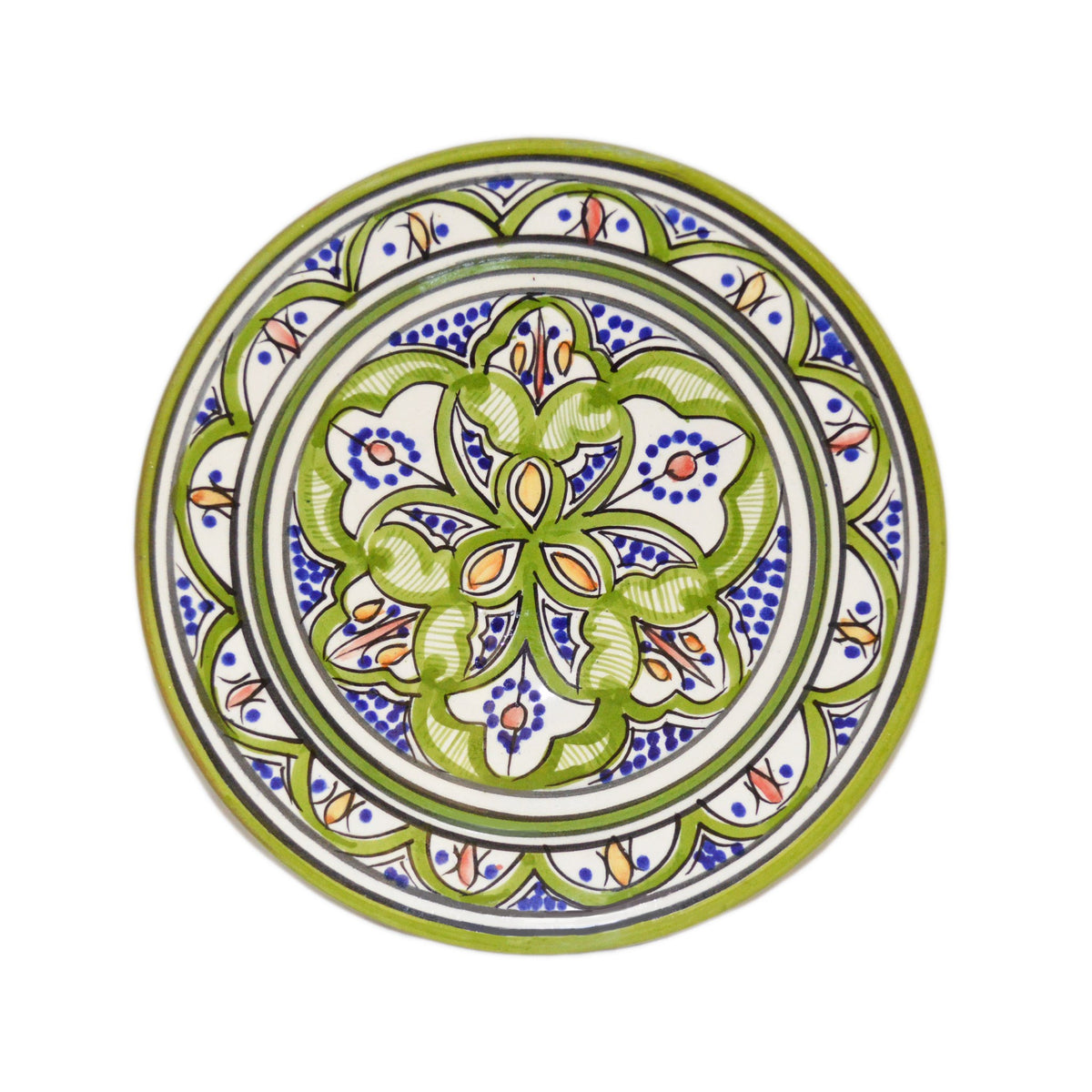 Verde Dots Ceramic Serving Plate Handmade 8" - Orange