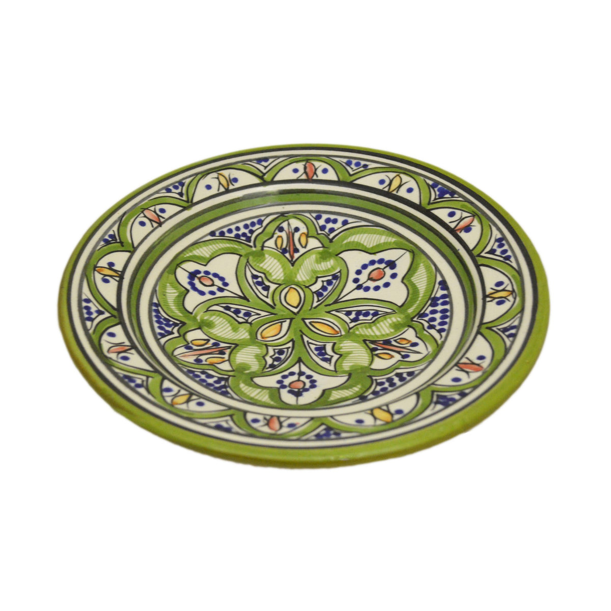 Verde Dots Ceramic Serving Plate Handmade 8" - Orange