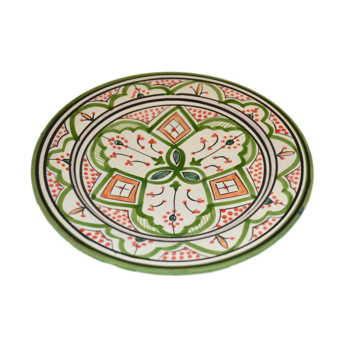 Verde Dots Ceramic Serving Plate Handmade 8" - Red
