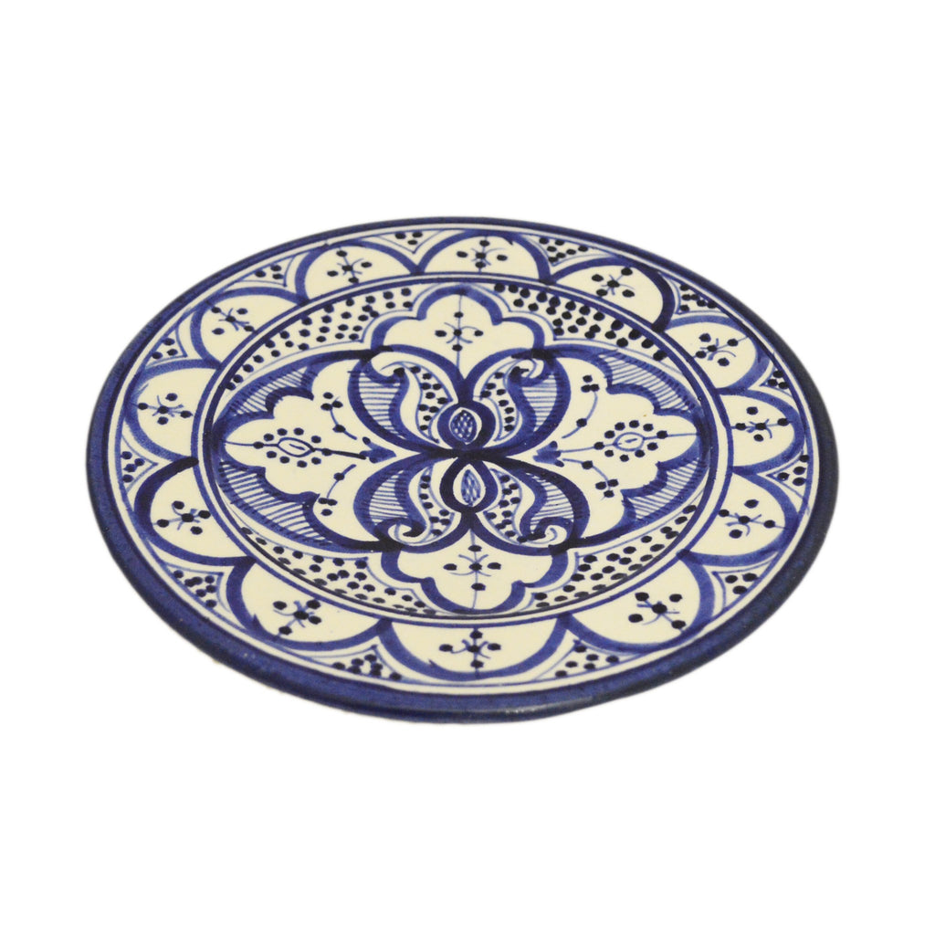 Fes Ceramic Serving Plate Handmade 8" - Blue