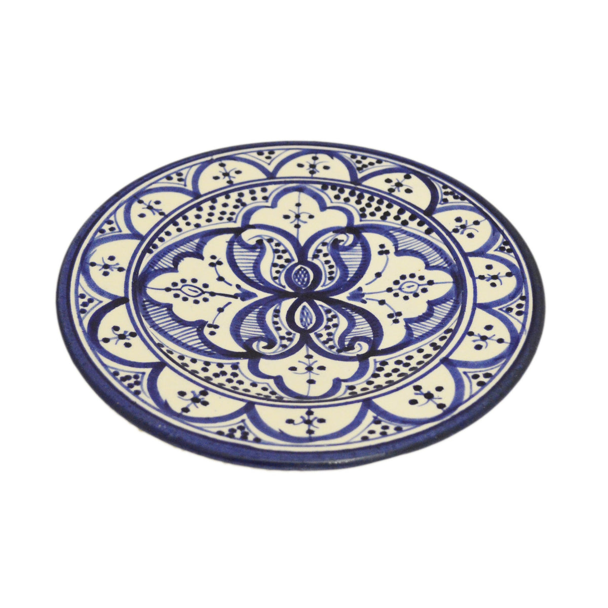 Fes Ceramic Serving Plate Handmade 8" - Blue