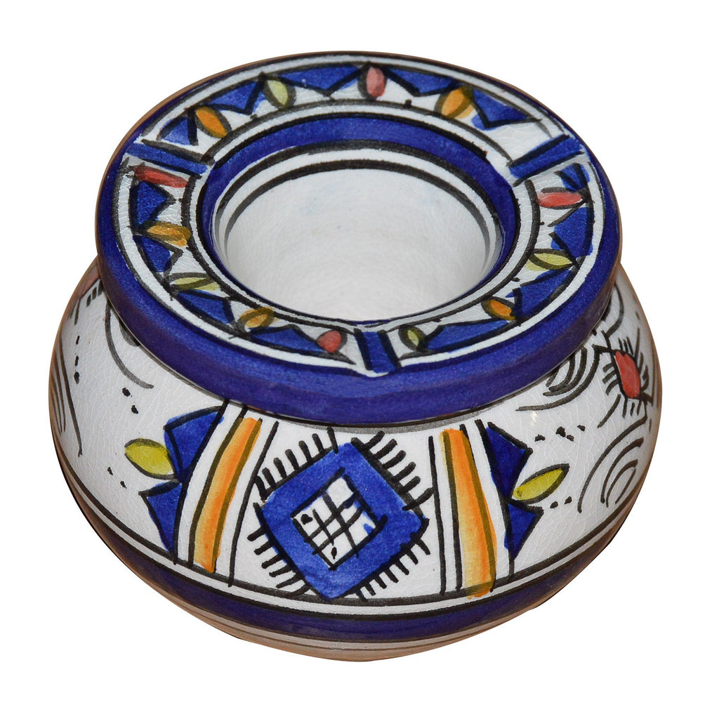 Smokeless Ashtray Medium Berber White Blue