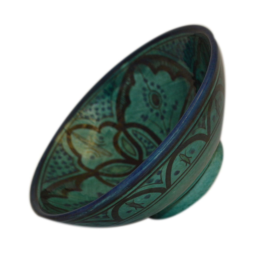 Small 8 Inches & Handmade Moroccan Serving Bowl - Aqua