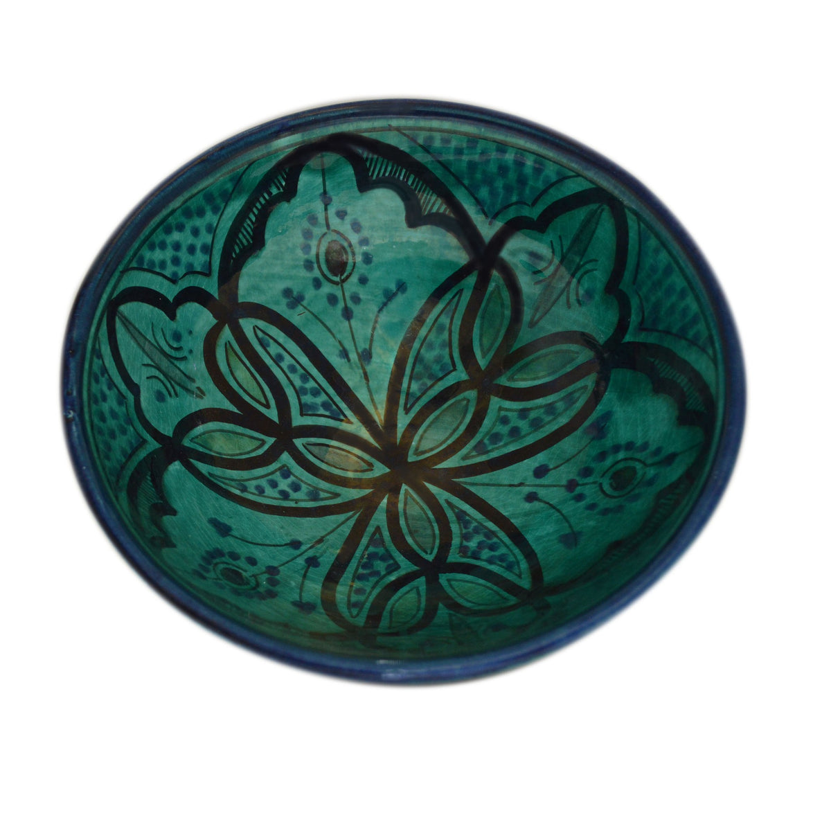 Small 8 Inches & Handmade Moroccan Serving Bowl - Aqua