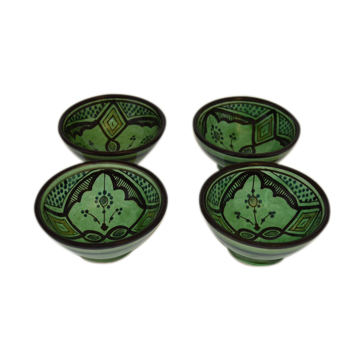 Handmade Dipping Sauce Bowl Set of 4 Small Serving - Green