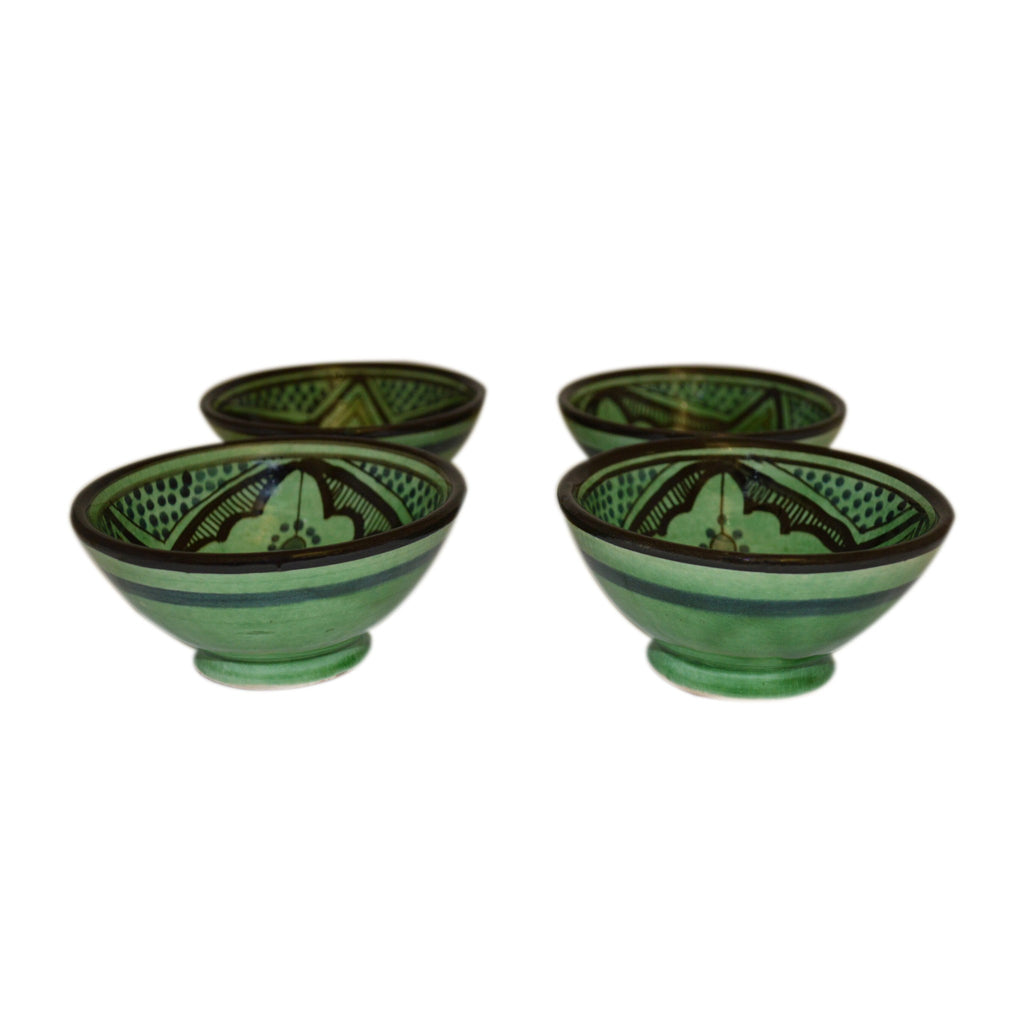 Handmade Dipping Sauce Bowl Set of 4 Small Serving - Green