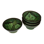 Handmade Dipping Sauce Bowl Set of 4 Small Serving - Green