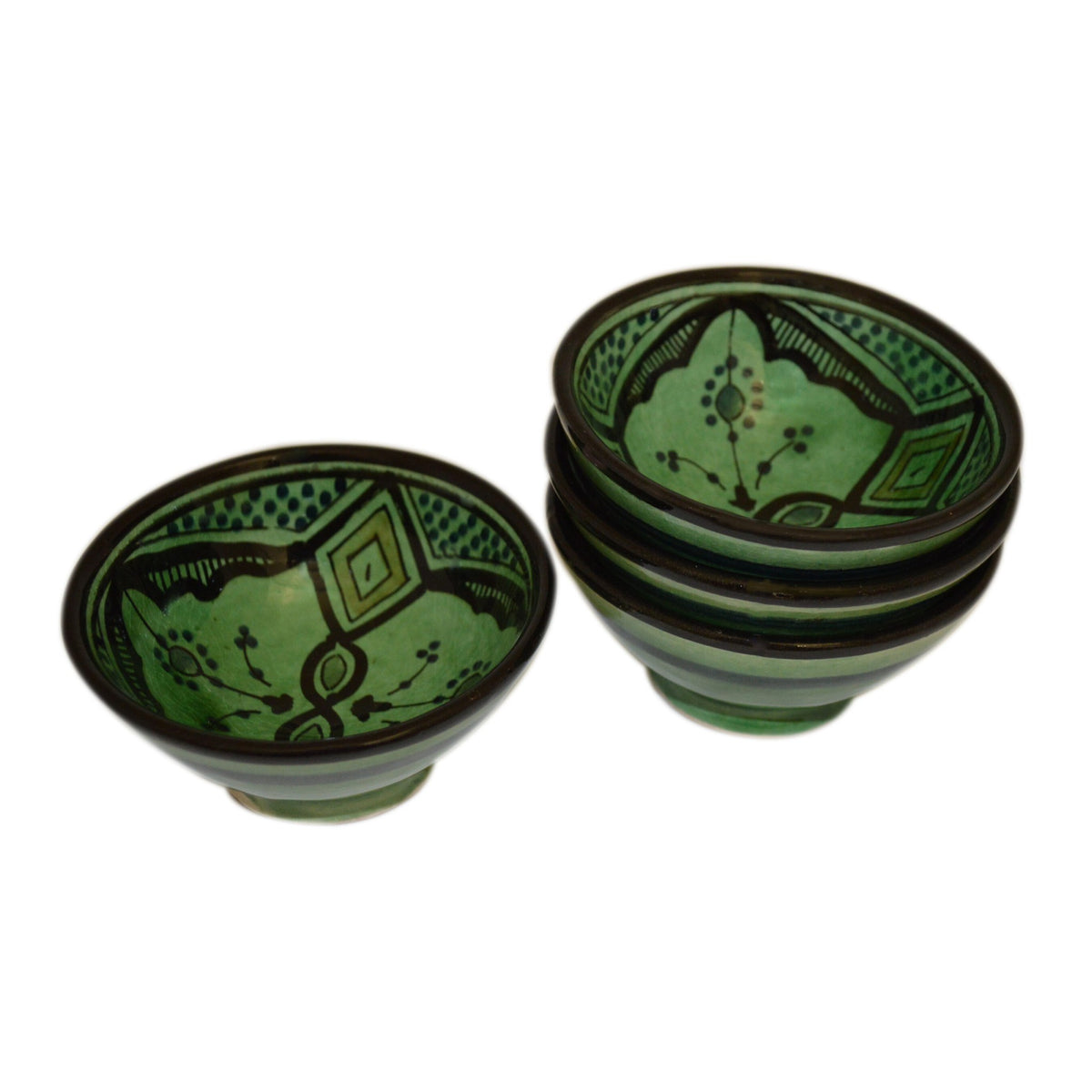 Handmade Dipping Sauce Bowl Set of 4 Small Serving - Green