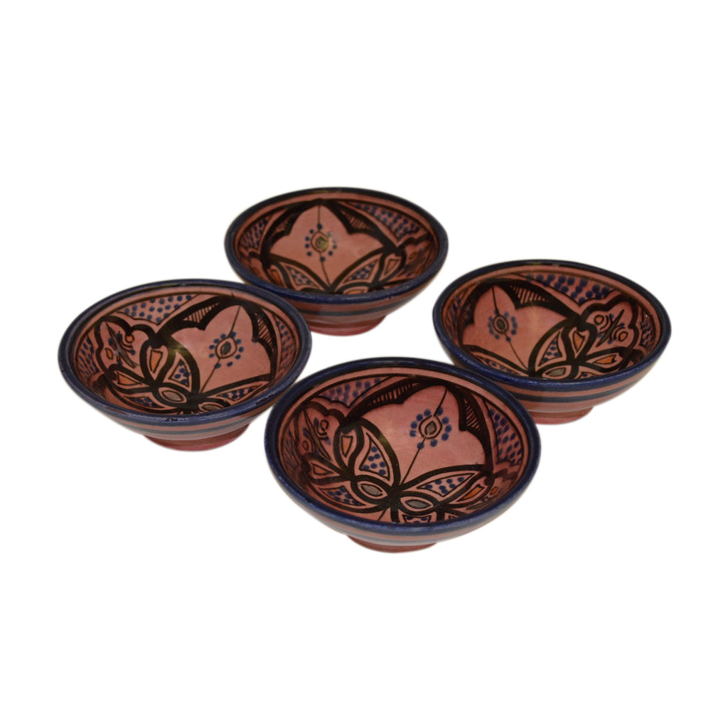 Handmade Dipping Sauce Bowl Set of 4 Small Serving - Red