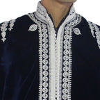 Moroccan Handmade Velvet Jacket Tunic - Navy