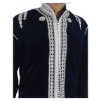 Moroccan Handmade Velvet Jacket Tunic - Navy