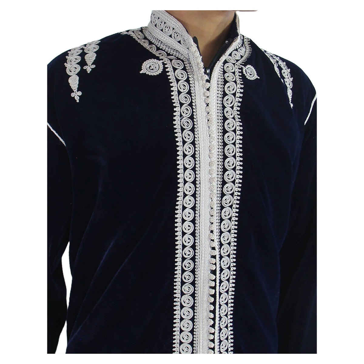 Moroccan Handmade Velvet Jacket Tunic - Navy