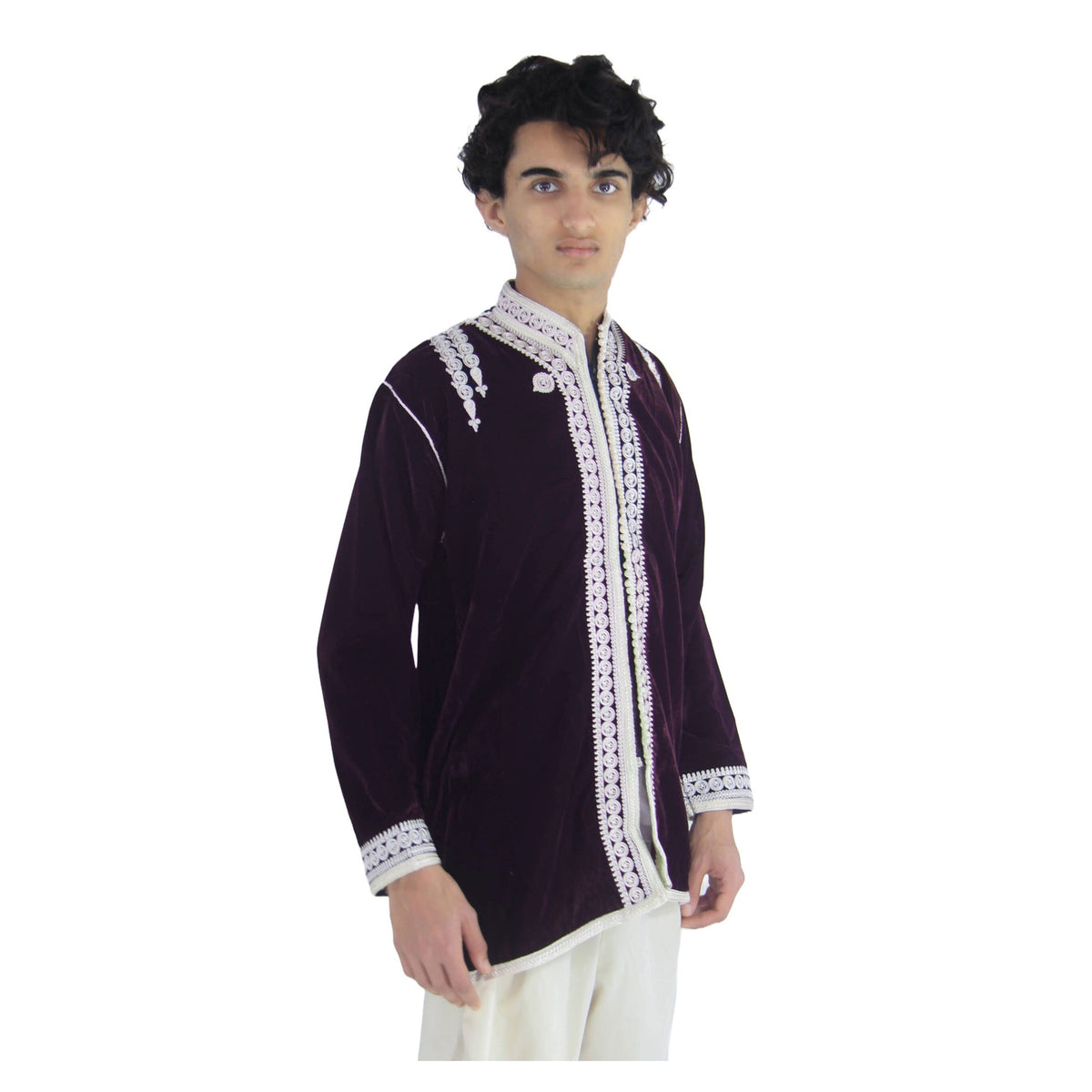 Moroccan Handmade Velvet Jacket Tunic - Purple