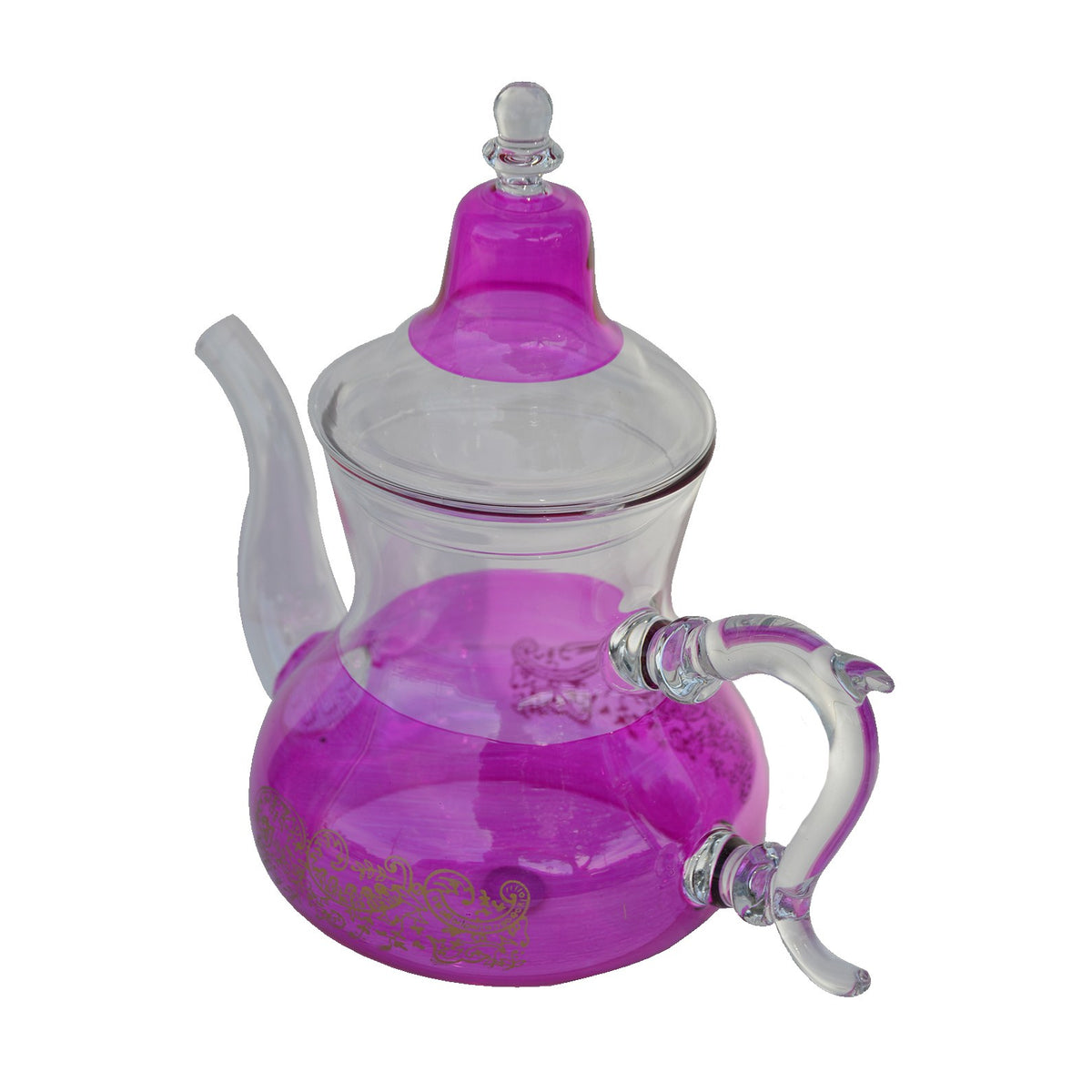 All Glass Hand Blown Teapot Durable Heat Resistance 32 Oz - Magenta