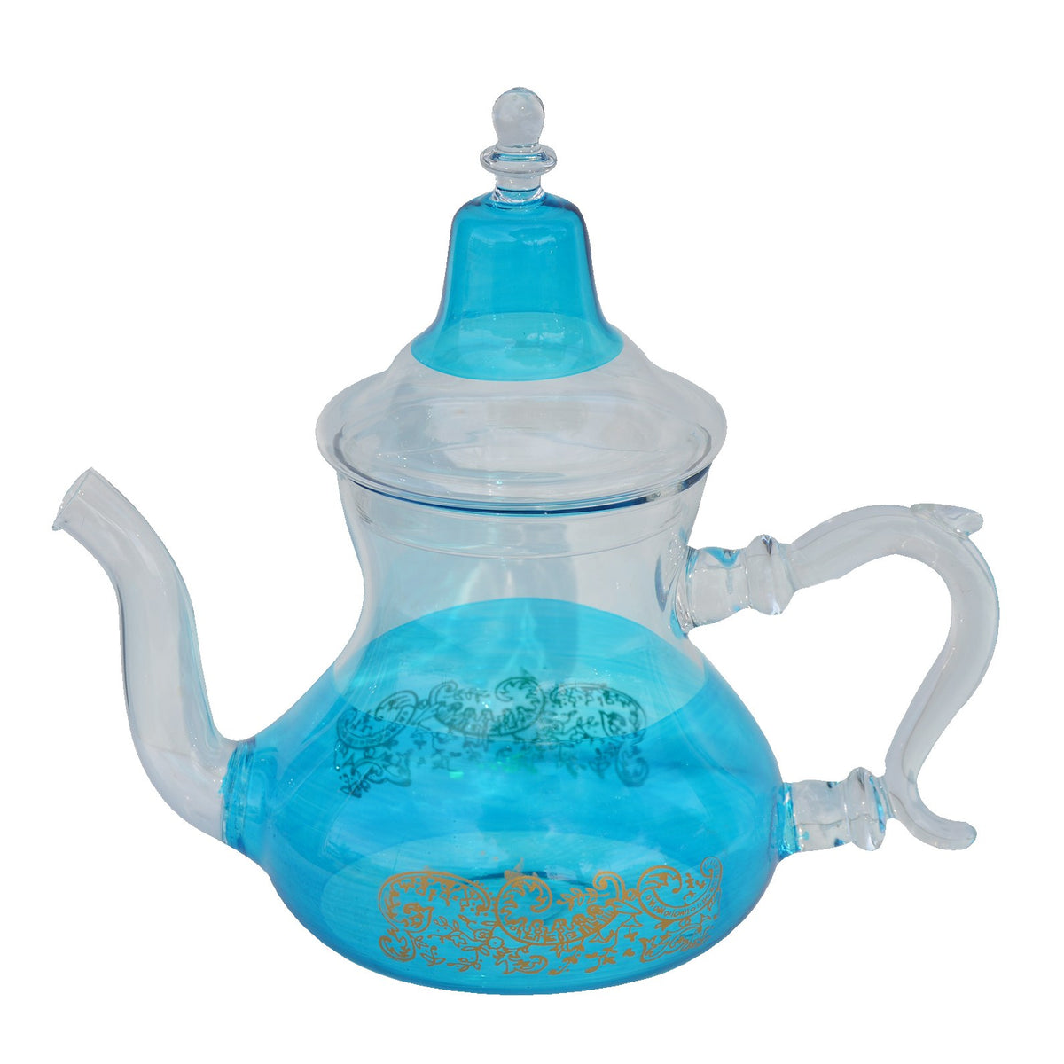 All Glass Hand Blown Teapot Durable Heat Resistance 32 Oz - Turquoise