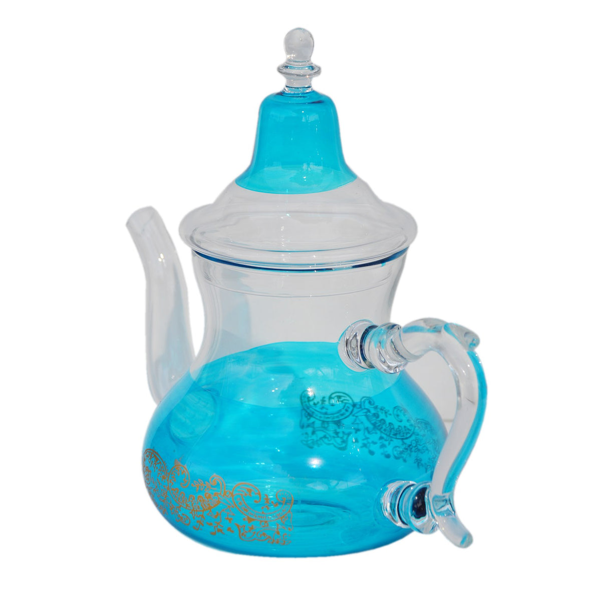 All Glass Hand Blown Teapot Durable Heat Resistance 32 Oz - Turquoise