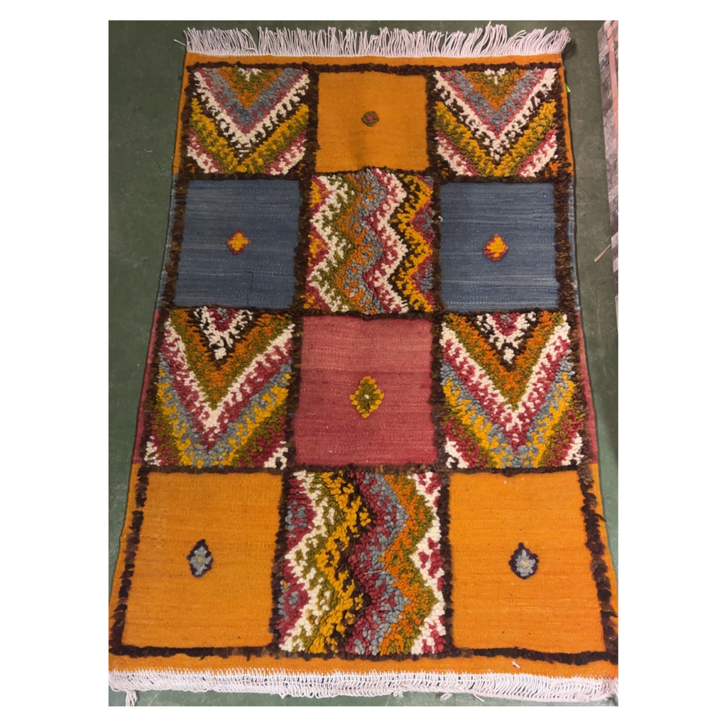 Elma Handmade Moroccan Rug Orange Small Orange