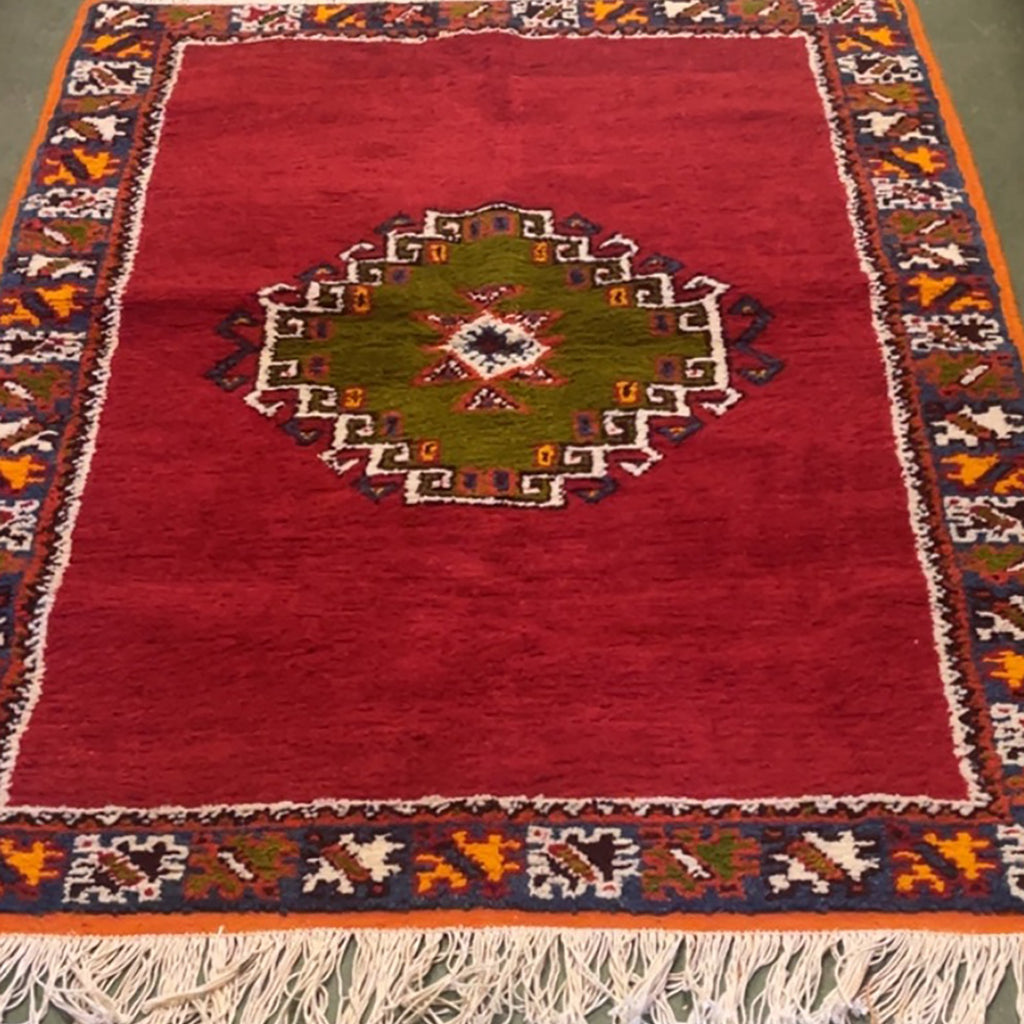 Nisrin Handmade Moroccan Rug Orange Small Red Large
