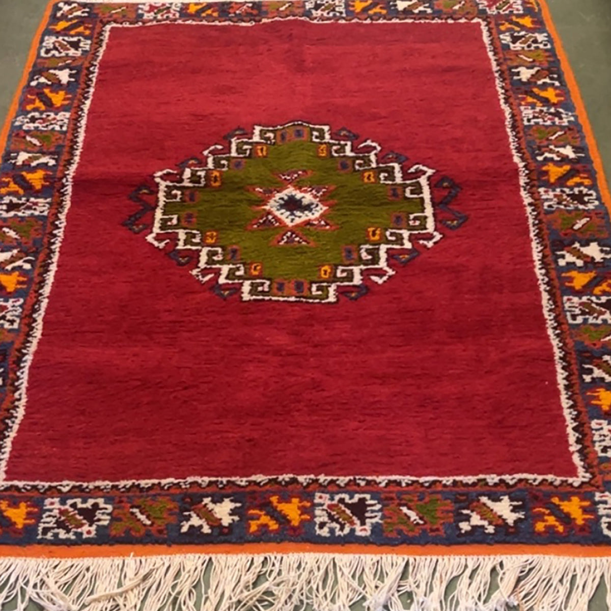 Nisrin Handmade Moroccan Rug Orange Small Red Large