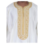Fancy Moroccan Jamal Kaftan with Handmade Embroidery - White Gold