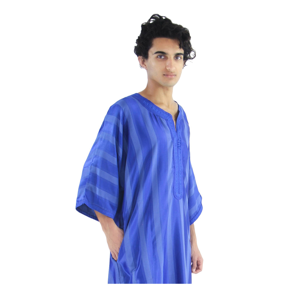 Jouhara Fancy Moroccan Men Kaftan - Blue