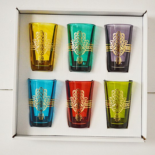 Khmissa Moroccan Tea Glasses Set of 6