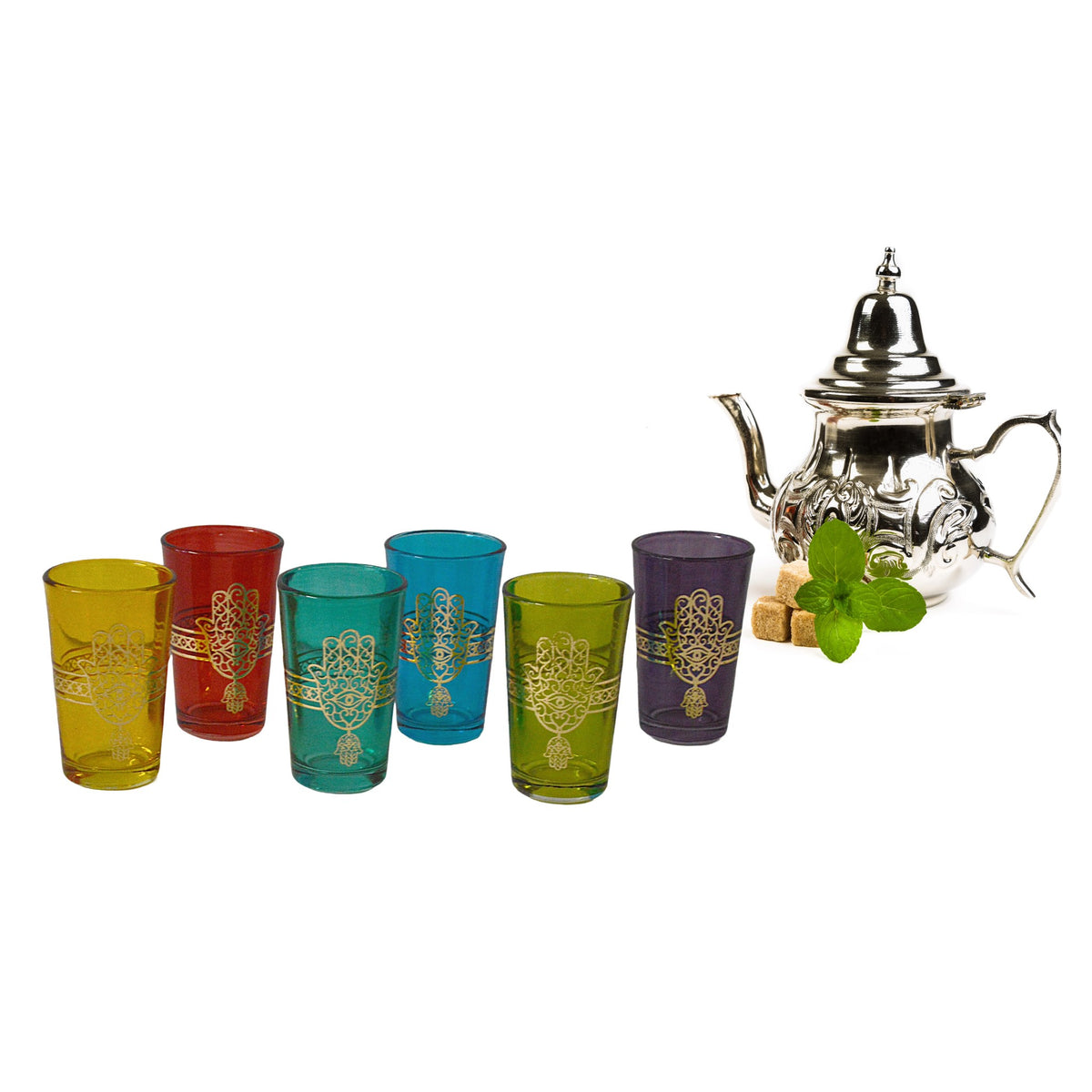Khmissa Moroccan Tea Glasses Set of 6