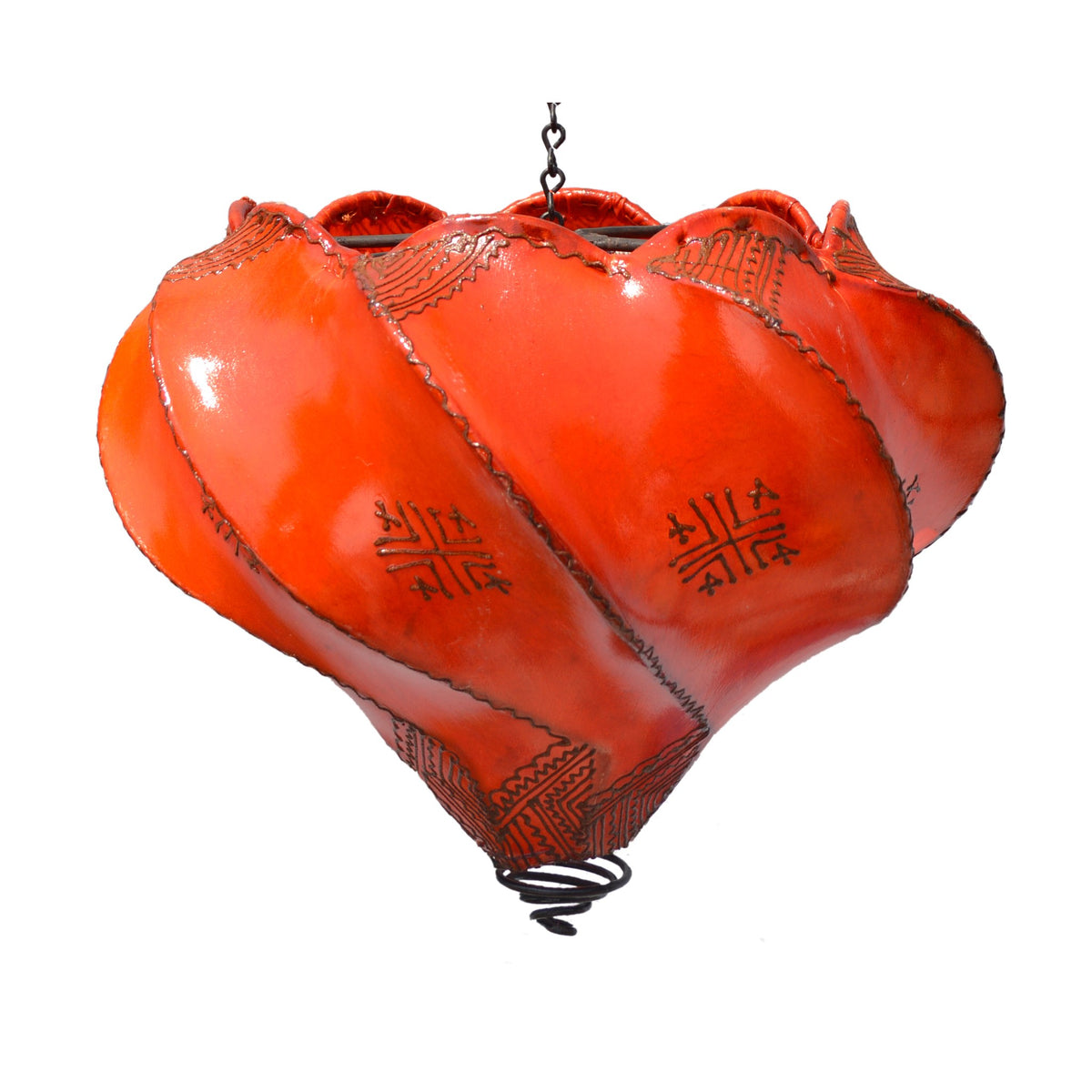 Ceiling Lamp Handmade Leather Henna - Orange